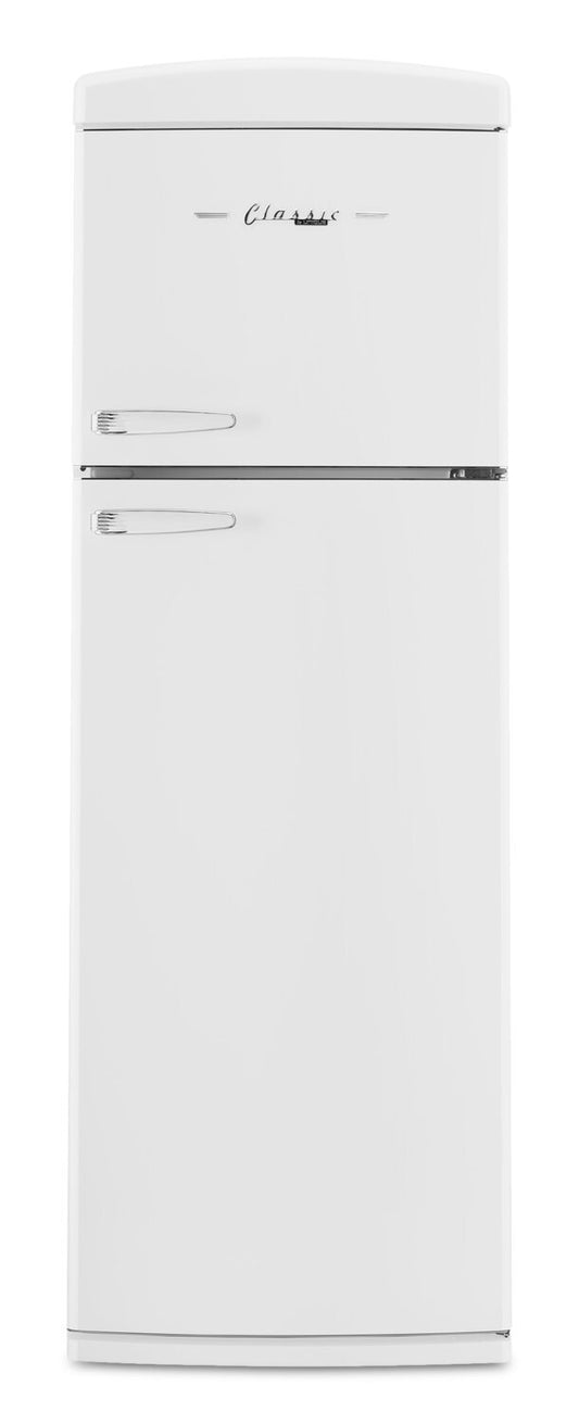 Unique Classique Rétro 24 11 Pi Cu. Réfrigérateur à congélateur supérieur – Blanc guimauve - UNQ-310L W TM | Réfrigérateur Classic Rétro d'Unique de 24 po et de 11 pi3 à congélateur supérieur - blanc guimauve - UNQ-310L W TM