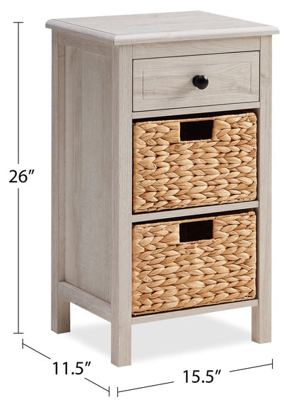 Table de chevet Jon 15,5 avec 2 paniers et tiroir - Chêne blanc|Table de fauteuil Jon de 15,5 po avec 2 paniers et tiroir - chêne blanc