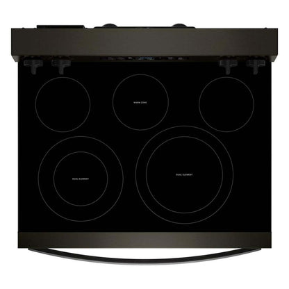 Cuisinière électrique Whirlpool de 5,3 pi3 avec cuisson à air – noir sur acier inoxydable - YWFES5730SV | Bain à remous 5,3 Cu. Fort. Cuisinière électrique avec cuisson à l'air - Noir sur acier inoxydable - YWFES5730SV