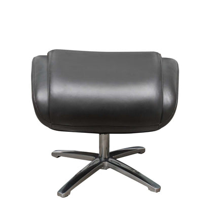 Vega 29,5 Fauteuil inclinable pivotant sans stress en similicuir avec repose-pieds et pieds en aluminium - Gris | Fauteuil pivotant inclinable Vega antistress de 29,5 po en similicuir avec repose-pieds et pattes en aluminium - gris