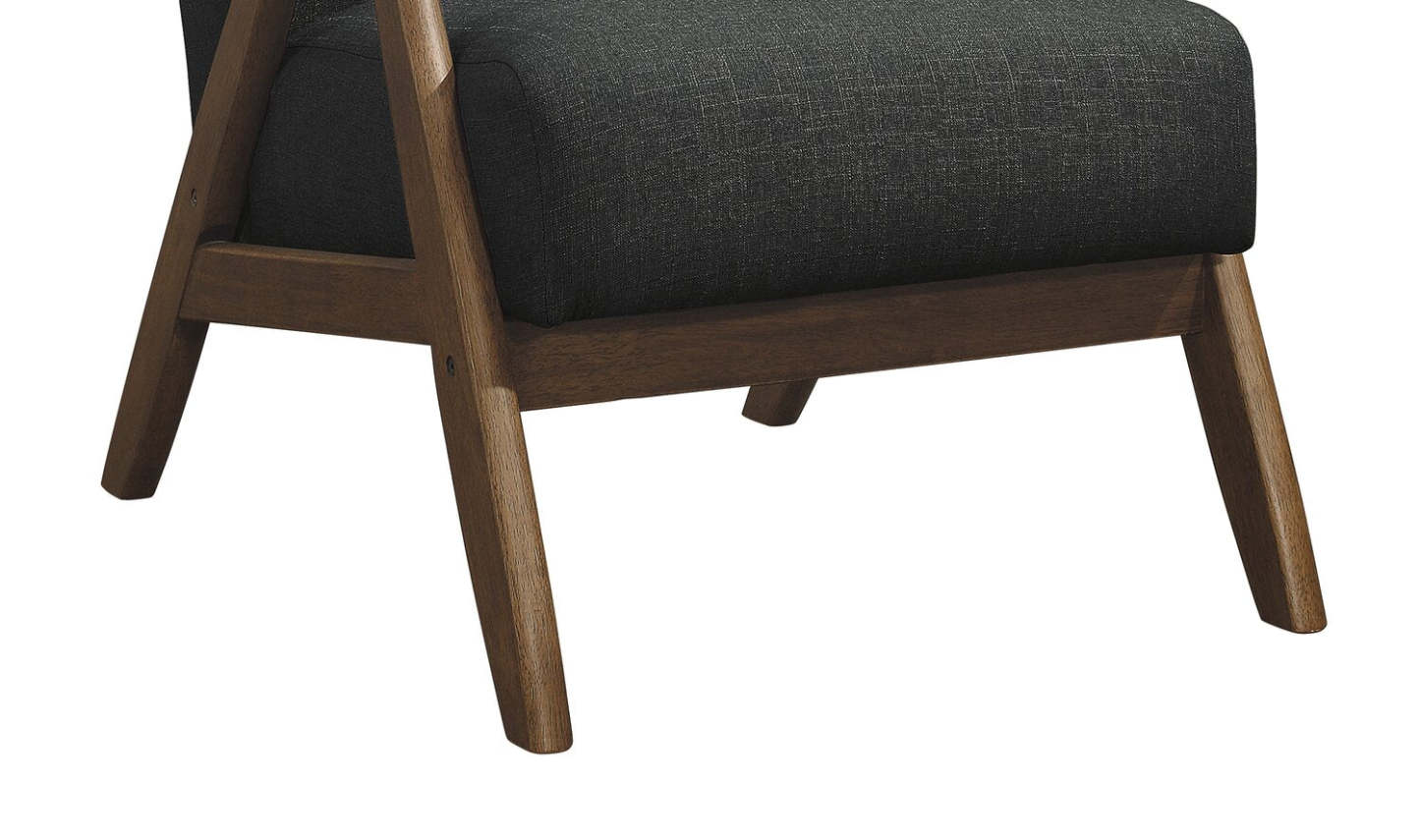 Fauteuil d'appoint Kyra 28,5 en tissu d'apparence lin avec accoudoirs courbés et structure en bois - Gris | Fauteuil d'appoint Kyra de 28,5 po en tissu d'apparence lin avec accoudoirs courbés et armature en bois - gris