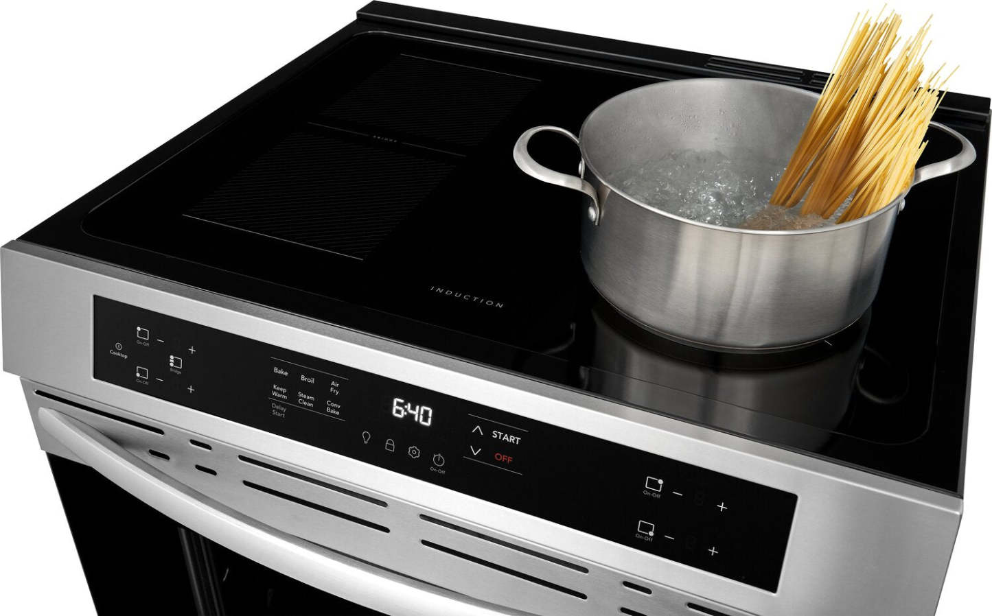 Frigidaire 5,3 pi³ Cuisinière à induction avec commandes à l’avant et friture à air - acier inoxydable - FCFI308CBS