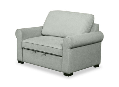 Scott Living Haven 55 Fauteuil-lit en tissu chenille avec pattes en bois - bleu écume de mer
