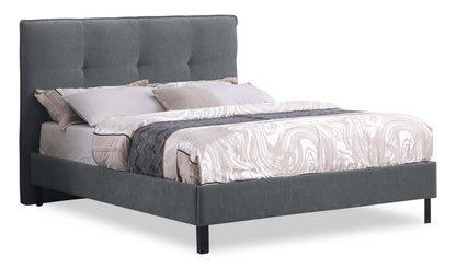 Base de lit plateforme rembourrée Amos en tissu anthracite - Pleine grandeur | Base de lit plateforme rembourrée Amos en tissu anthracite - format lit double