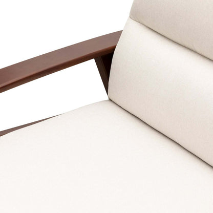 Fauteuil d'appoint inclinable Bree 28,5 en tissu d'apparence lin avec accoudoirs et pieds en bois - Beige | Fauteuil d'appoint à inclinaison par poussée Bree de 28,5 po en tissu d'apparence lin avec accoudoirs et pattes en bois - beige