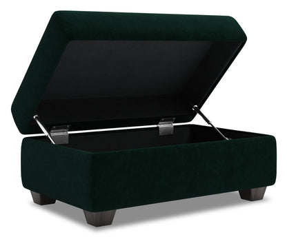 Fabriqué au Canada Pouf de rangement personnalisable The Trunk 39 en tissu de velours - vert Hunter Green | Pouf de rangement The Trunk de Sofa Lab de 39 po fabriqué au Canada en tissu de velours - vert Hunter Green | TRUN3488