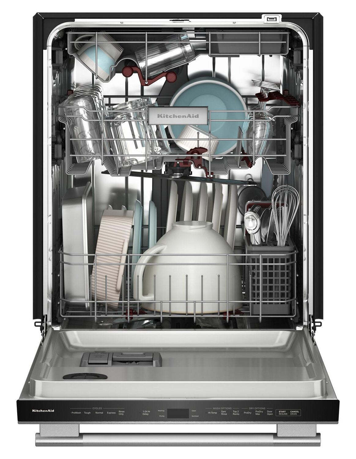 Lave-vaisselle KitchenAid de 24 po et de 44 dBA avec troisième panier 360° Max JetsMC - acier inoxydable avec fini PrintShieldMC - KDTS624SPS