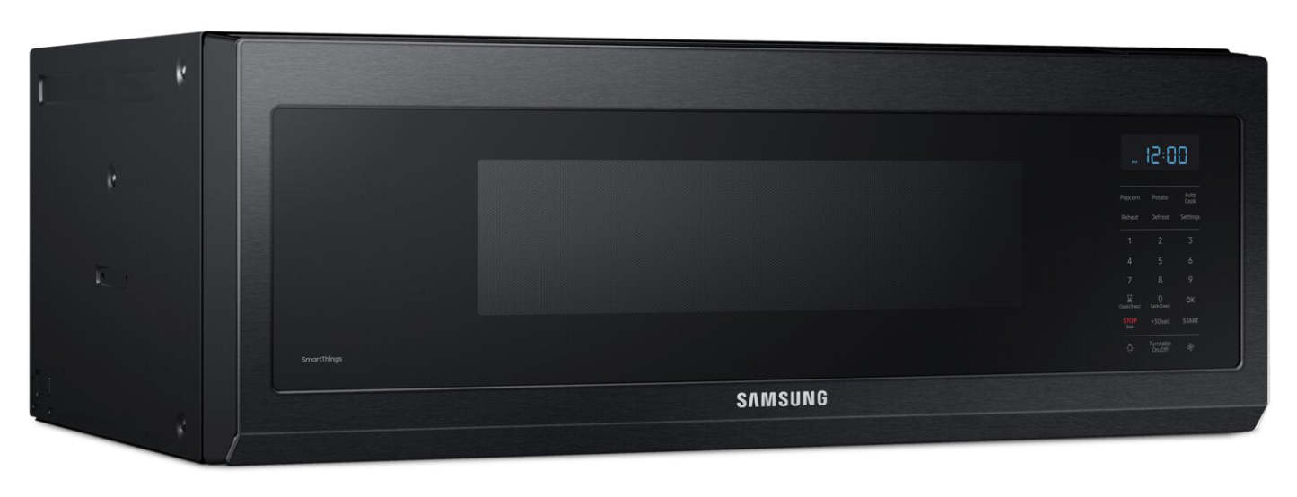 Samsung 1,1 Cu. Fort. Micro-ondes à hotte intégrée de 400 CFM - Acier inoxydable noir mat - ME11F7510MT/AC | Quatre à micro-ondes à hotte intégrée Samsung de 1,1 pi³ avec 400 pi³/min - acier inoxydable noir mat - ME11F7510MT/AC