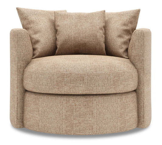 Fauteuil d’appoint pivotant Nest de Sofa Lab de 41 po fabriqué au Canada en tissu de chenille - taupe Luxury Taupe | NEST2893