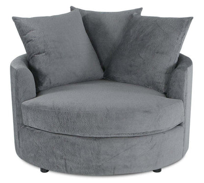 Made in Canada Grande 48 Chenille Fabric Cuddler Accent Chair - Plush Thunder Grey | Fauteuil d’appoint Cuddler Grande de 48 po fabriqué au Canada en tissu de chenille - gris Plush Thunder