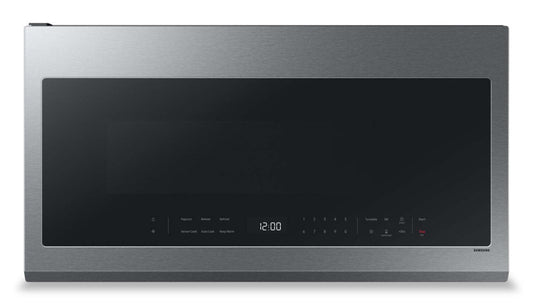 Samsung 2,1 Cu. Fort. Micro-ondes à hotte intégrée avec 400 CFM et affichage LED - Acier inoxydable - ME21DG… | Quatre à micro-ondes à hotte intégrée Samsung de 2,1 pi³ avec 400 pi³/min et affichage à DEL - acier i…