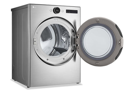 LG 7,4 Cu. Fort. Sécheuse à gaz intelligente avec vapeur - Acier graphite - Empilable - DLGX5501V | Sécheuse à gaz intelligente LG de 7,4 pi³ avec vapeur - acier graphite - superposable - DLGX5501V
