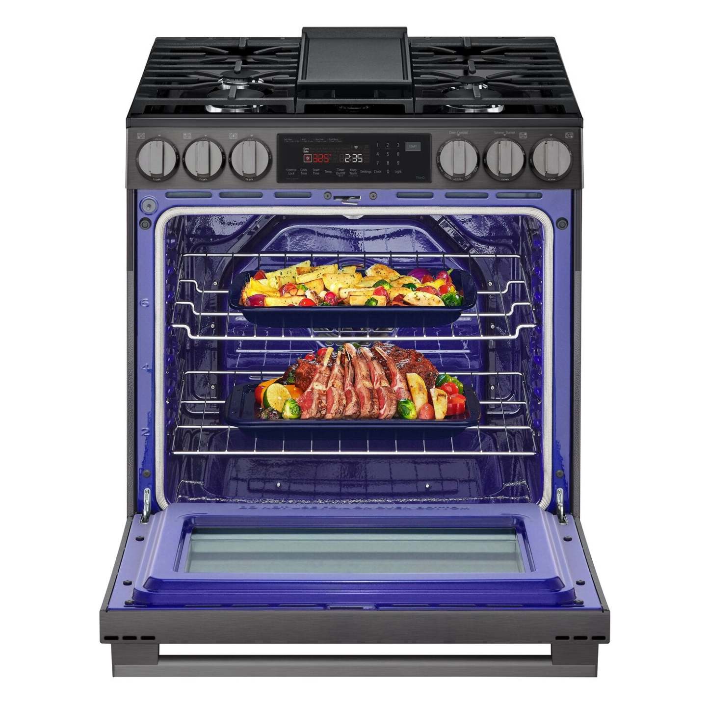 Cuisinière intelligente à gaz encastrée LG de 6,3 pi3 avec friture à air – acier inoxydable noir - LSGL6335Z