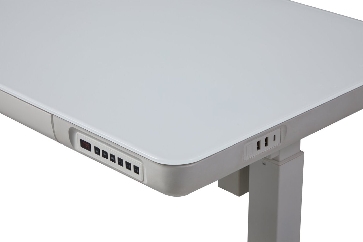 Bureau Metro de 47,24 po à hauteur réglable avec rangement et ports USB - Blanc | Bureau Metro de 47,24 po à hauteur réglable avec rangement et ports USB - blanc