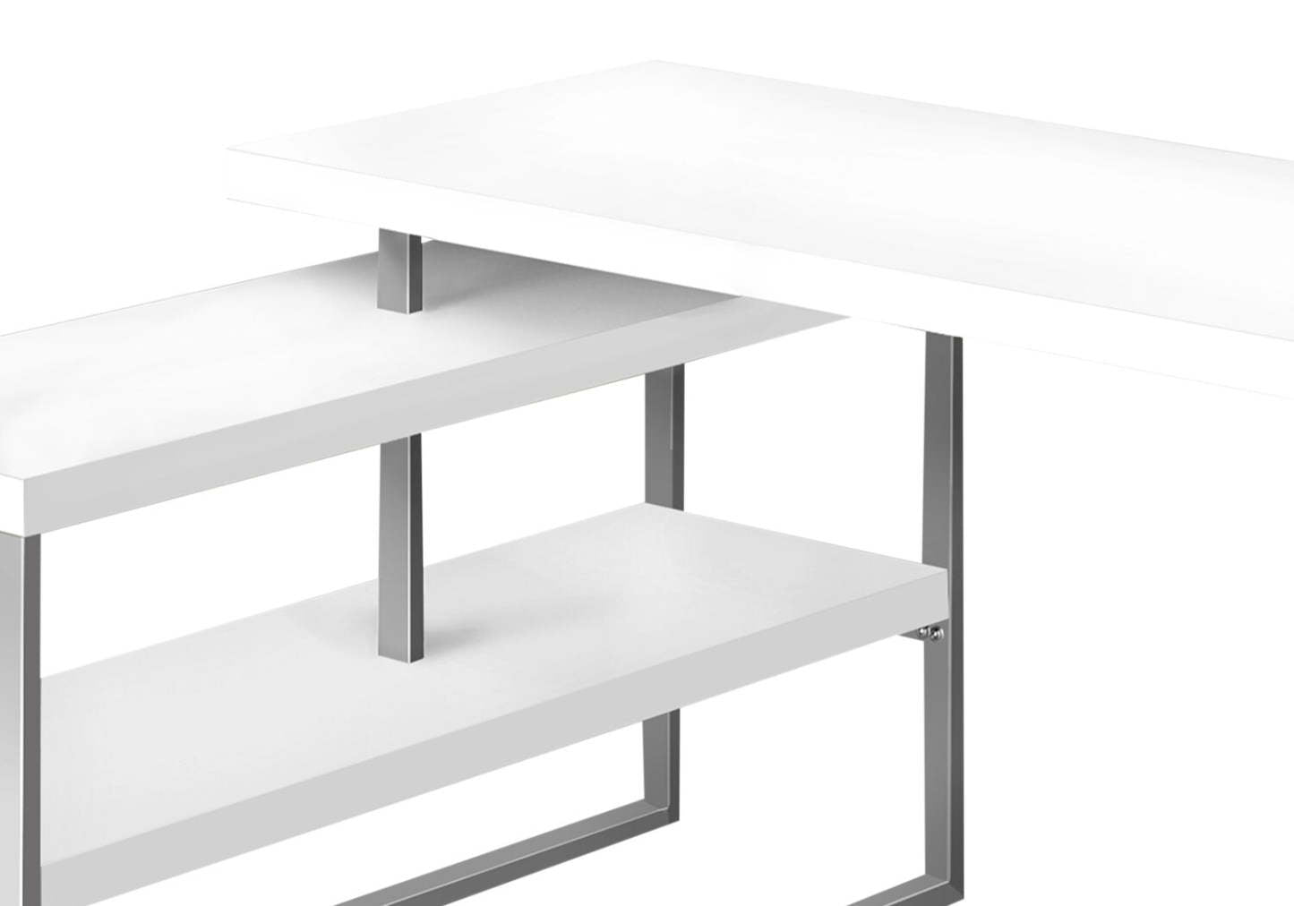 Bureau en forme de L Andrea 60 avec étagère - Blanc|Bureau en forme de L Andrea de 60 po avec tablette - blanc