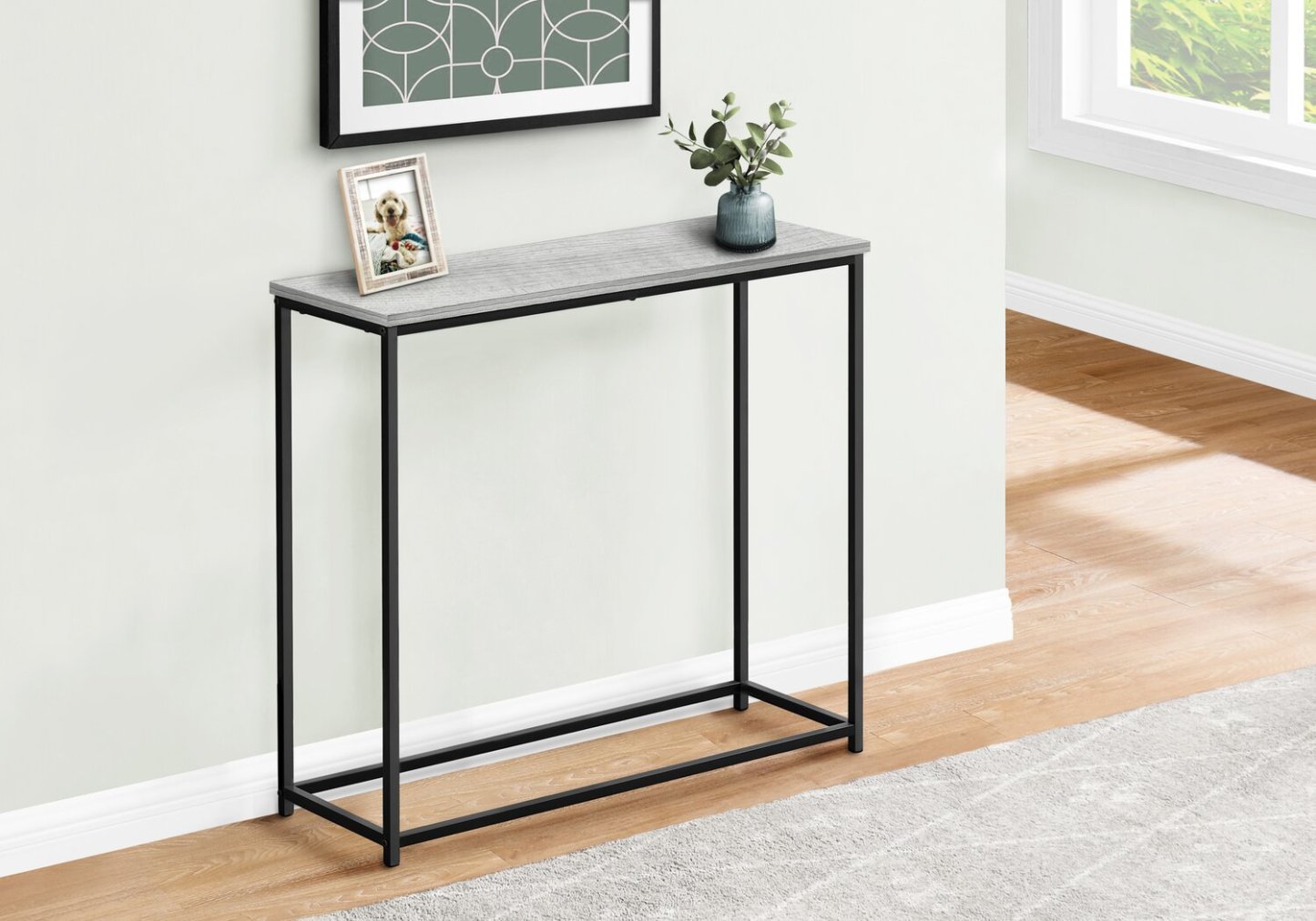 Alma 31.5 Modern Sofa Table - Grey with Black Metal Frame|Table de salon moderne Alma de 31,5 po - grise avec armature en métal noir