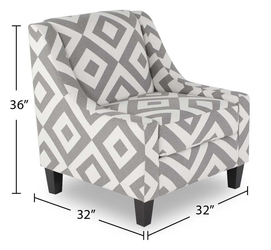 Fabriqué au Canada Cindy Crawford Home Fauteuil d'appoint Kylie 32 en tissu d'apparence lin - Charbon Carré | Fauteuil d'appoint Kylie de Cindy Crawford Home de 32 po fabriqué au Canada en tissu d'apparence lin - carré anthracite