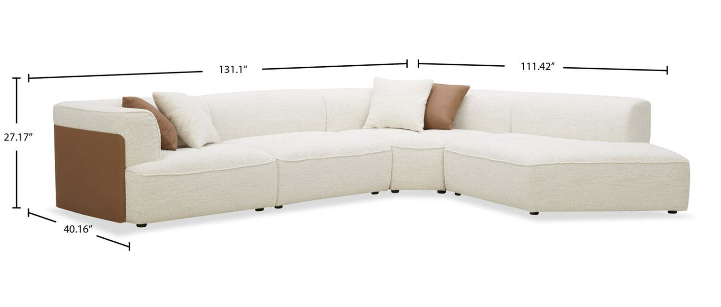 Tribeca 4 pièces sectionnel droit - perle | Sofa sectionnel de droite Tribeca 4 pièces - perle
