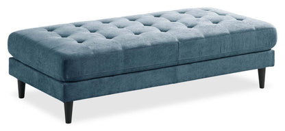 Ottoman en tissu Metro 63 avec coussin capitonné - Bleu denim | Pouf Metro de 63 po en tissu avec coussin capitonné - bleu denim