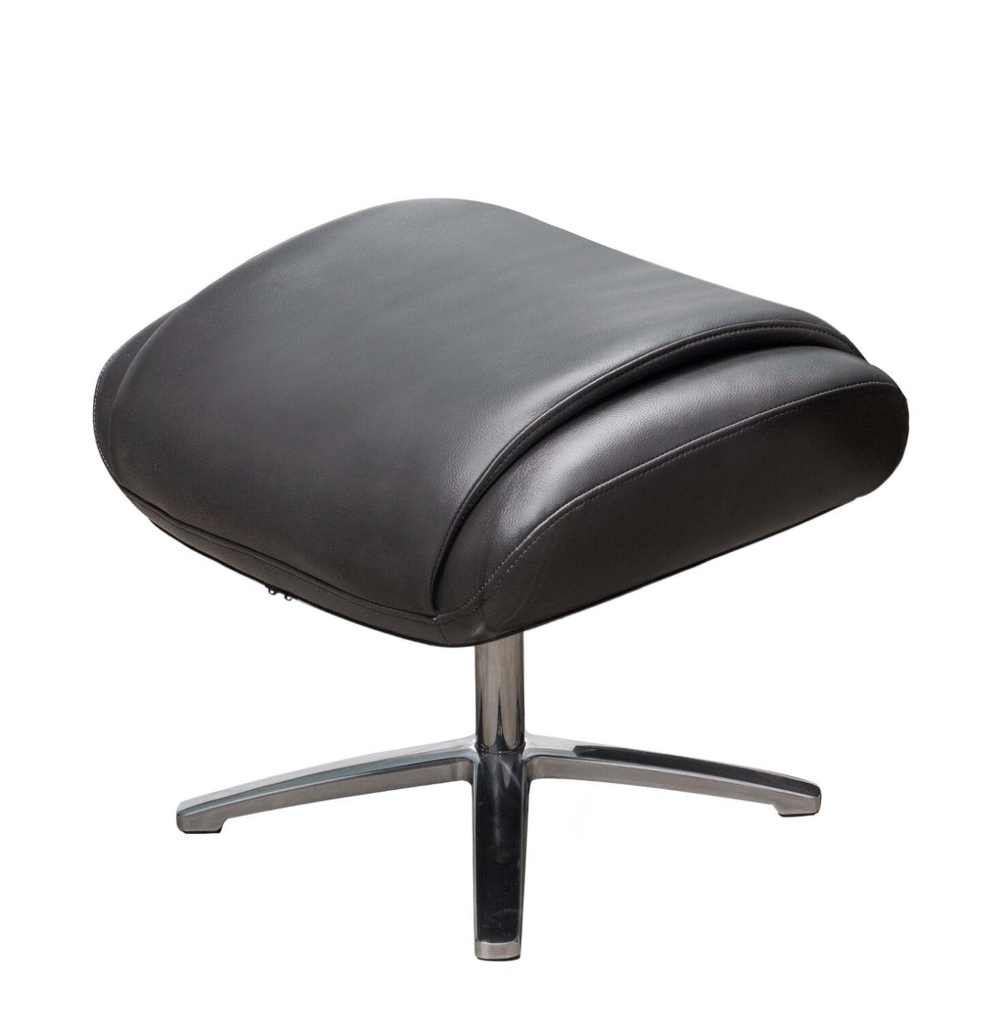 Vega 29,5 Fauteuil inclinable pivotant sans stress en similicuir avec repose-pieds et pieds en aluminium - Gris | Fauteuil pivotant inclinable Vega antistress de 29,5 po en similicuir avec repose-pieds et pattes en aluminium - gris