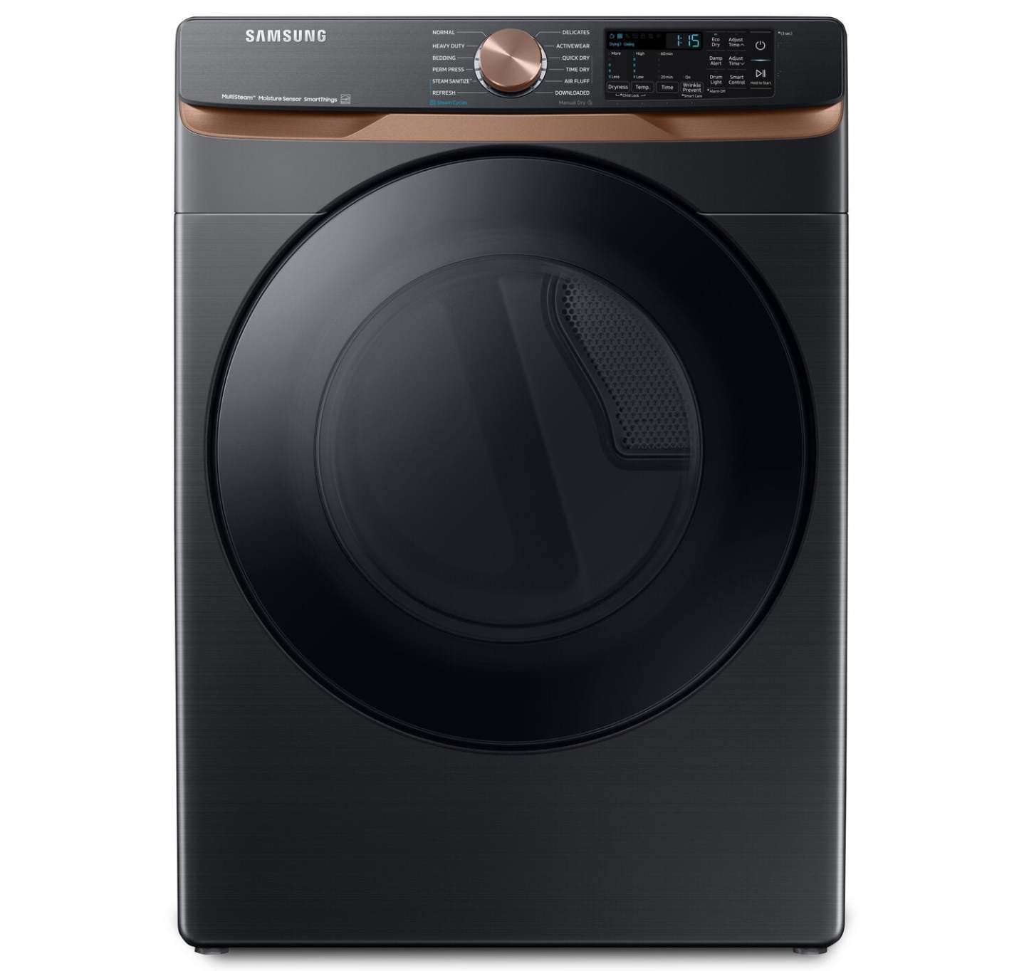 Sécheuse électrique Samsung de 7,5 pi³ avec vapeur - acier inoxydable noir - superposable - DVE50BG8300VAC | Samsung 7,5 Cu. Fort. Sèche-linge électrique à vapeur - Inox noir - Empilable - DVE50BG8…