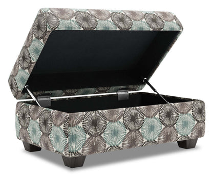 Fabriqué au Canada Pouf de rangement personnalisable The Trunk 39 en tissu - Spa multicolore | Pouf de rangement The Trunk de Sofa Lab de 39 po fabriqué au Canada en tissu - Spa multicolore | TRUN1157