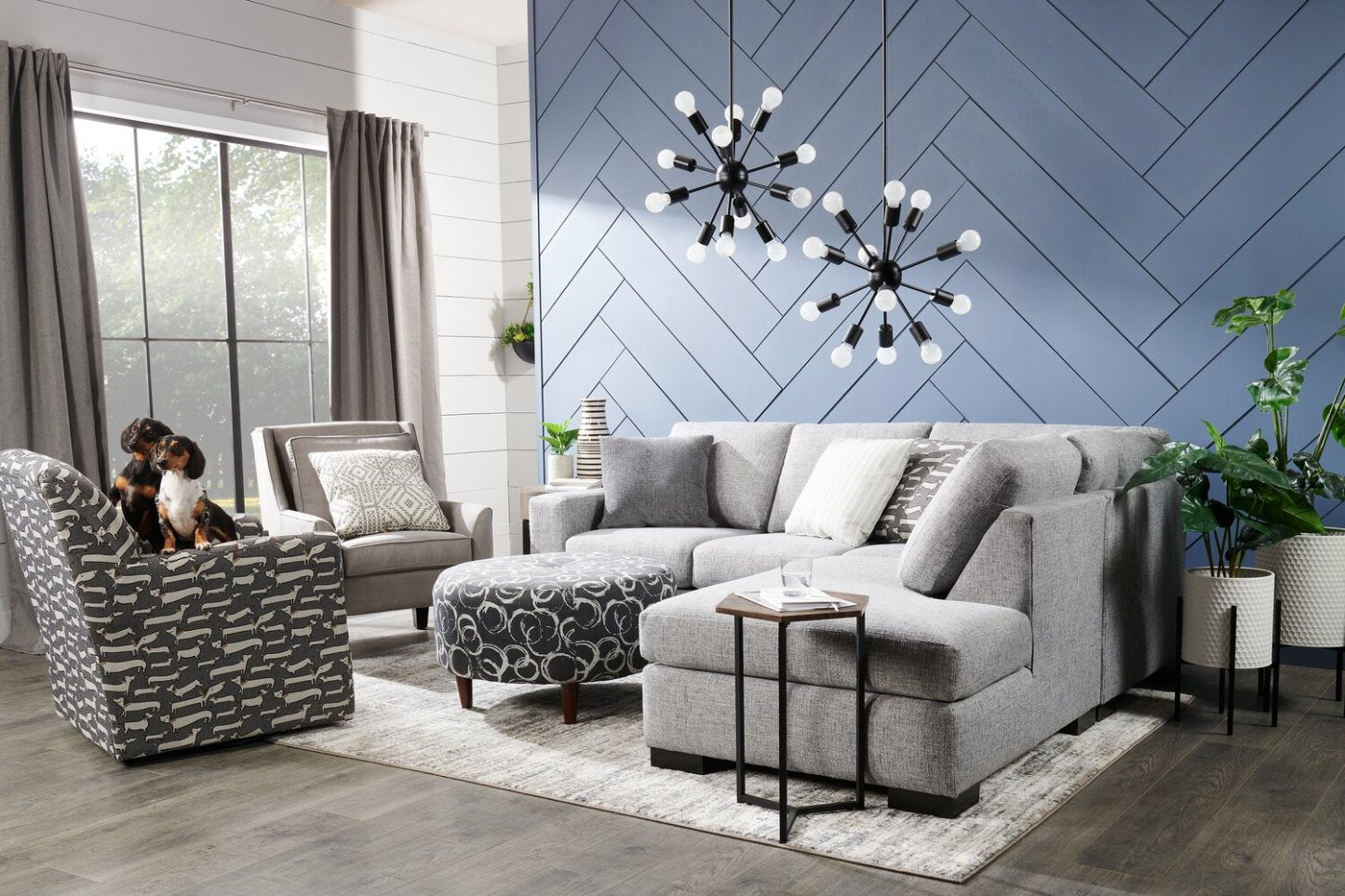 Fauteuil d'appoint pivotant personnalisable Sofa Lab de 31 po fabriqué au Canada en tissu - Peppercorn multicolore | SWIV1143