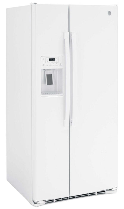 Réfrigérateur GE de 33 po et de 23,2 pi³ à compartiments juxtaposés - blanc - GSS23GGPWW | GE 33 23.2 Cu. Ft. Side-by-Side Refrigerator - White - GSS23GGPWW