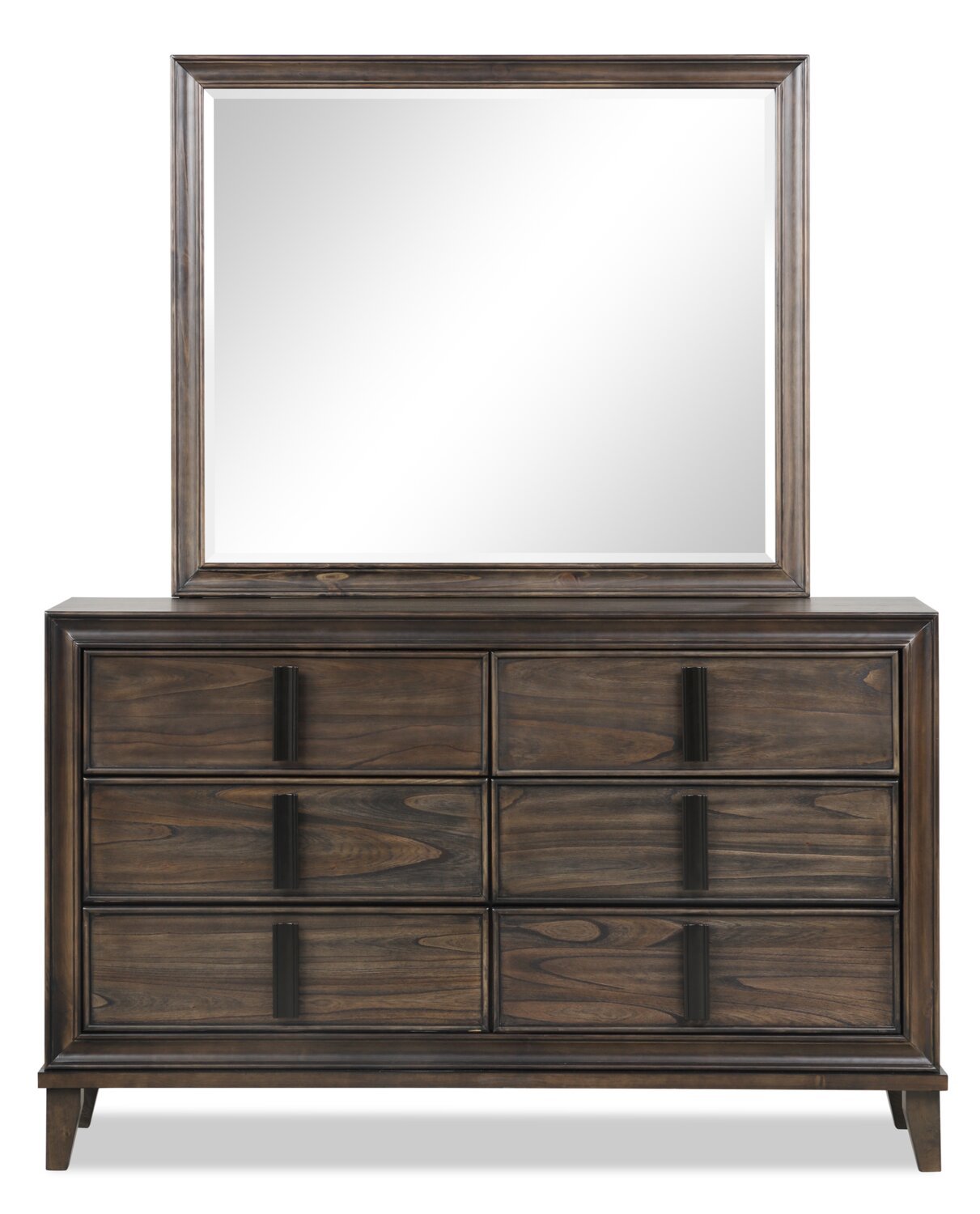 Commode à 6 tiroirs pour chambre à coucher Kane, 61 L x 38,3 H - Marron | Commode Kane de 61 po (L) x 38,3 po (H) à 6 tiroirs pour la chambre à coucher - brune