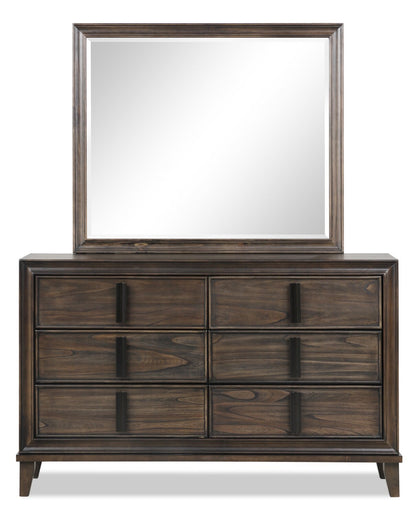 Commode à 6 tiroirs pour chambre à coucher Kane, 61 L x 38,3 H - Marron | Commode Kane de 61 po (L) x 38,3 po (H) à 6 tiroirs pour la chambre à coucher - brune