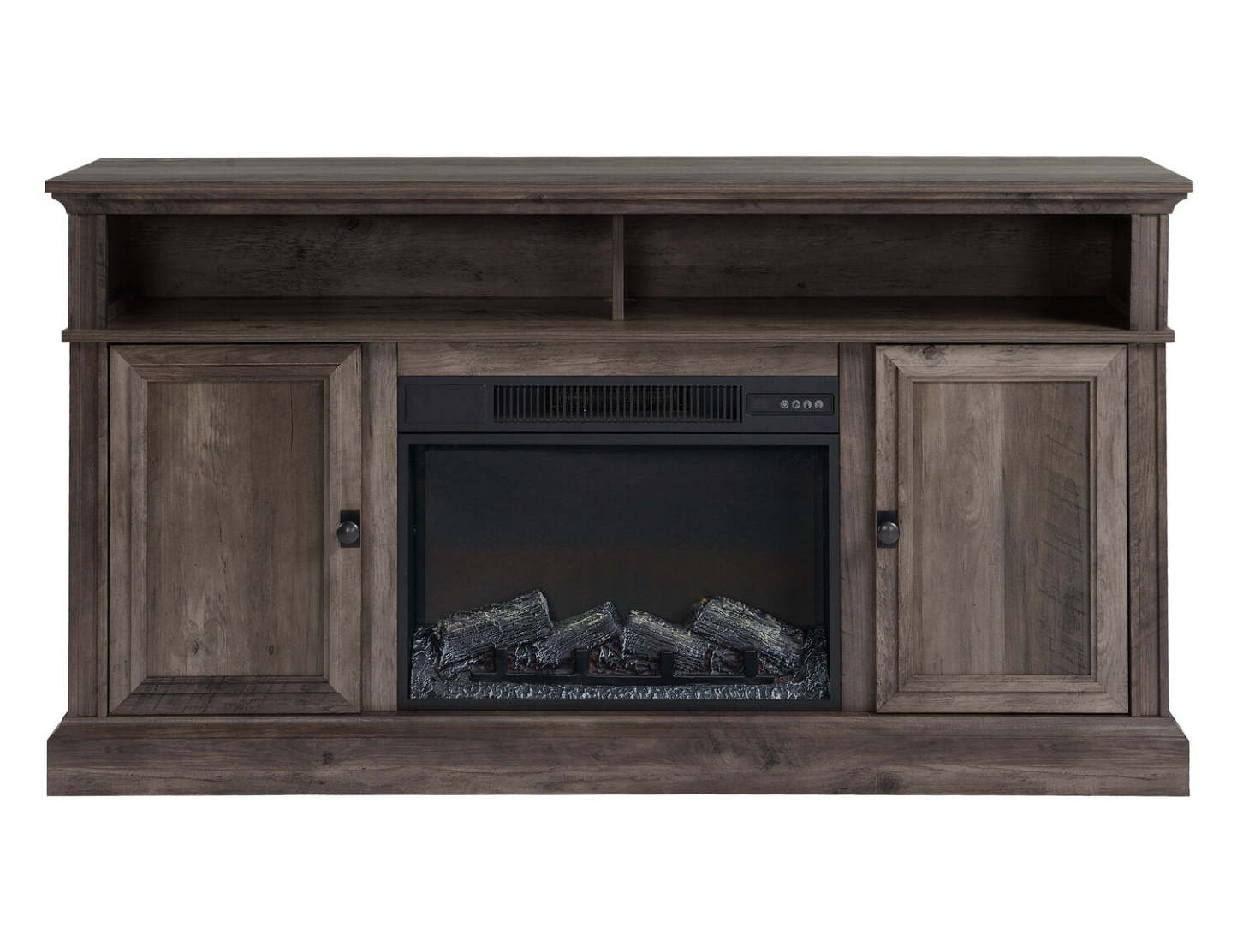 Ollie 60 Electric Fireplace TV Stand with Storage and Cable Management for TVs up to 65- Grey|Meuble pour téléviseur Ollie de 60 po avec foyer électrique, rangement et système de gestion des câbles pour téléviseurs jusqu’à 65 po - gris