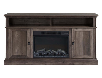 Ollie 60 Electric Fireplace TV Stand with Storage and Cable Management for TVs up to 65- Grey|Meuble pour téléviseur Ollie de 60 po avec foyer électrique, rangement et système de gestion des câbles pour téléviseurs jusqu’à 65 po - gris
