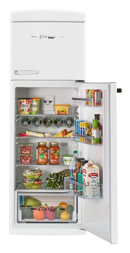 Unique Classique Rétro 24 11 Pi Cu. Réfrigérateur à congélateur supérieur – Blanc guimauve - UNQ-310L W TM | Réfrigérateur Classic Rétro d'Unique de 24 po et de 11 pi3 à congélateur supérieur - blanc guimauve - UNQ-310L W TM
