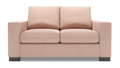 Fabriquée au Canada Causeuse personnalisable Track de Sofa Lab de 62 po en tissu d’apparence lin avec accoudoirs rectilignes - rose Pax Rose | TR203249