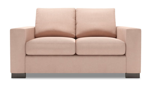 Fabriquée au Canada Causeuse personnalisable Track de Sofa Lab de 62 po en tissu d’apparence lin avec accoudoirs rectilignes - rose Pax Rose | TR203249