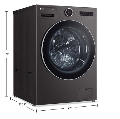 Laveuse à la vapeur intelligente haute efficacité LG à chargement frontal de 5,8 pi³ - acier noir - empilable - WM6700HBA | LG 5.8 Cu. Ft. Smart Front-Load High-Efficiency Steam Washer - Black Steel - Stackable - WM6700HBA