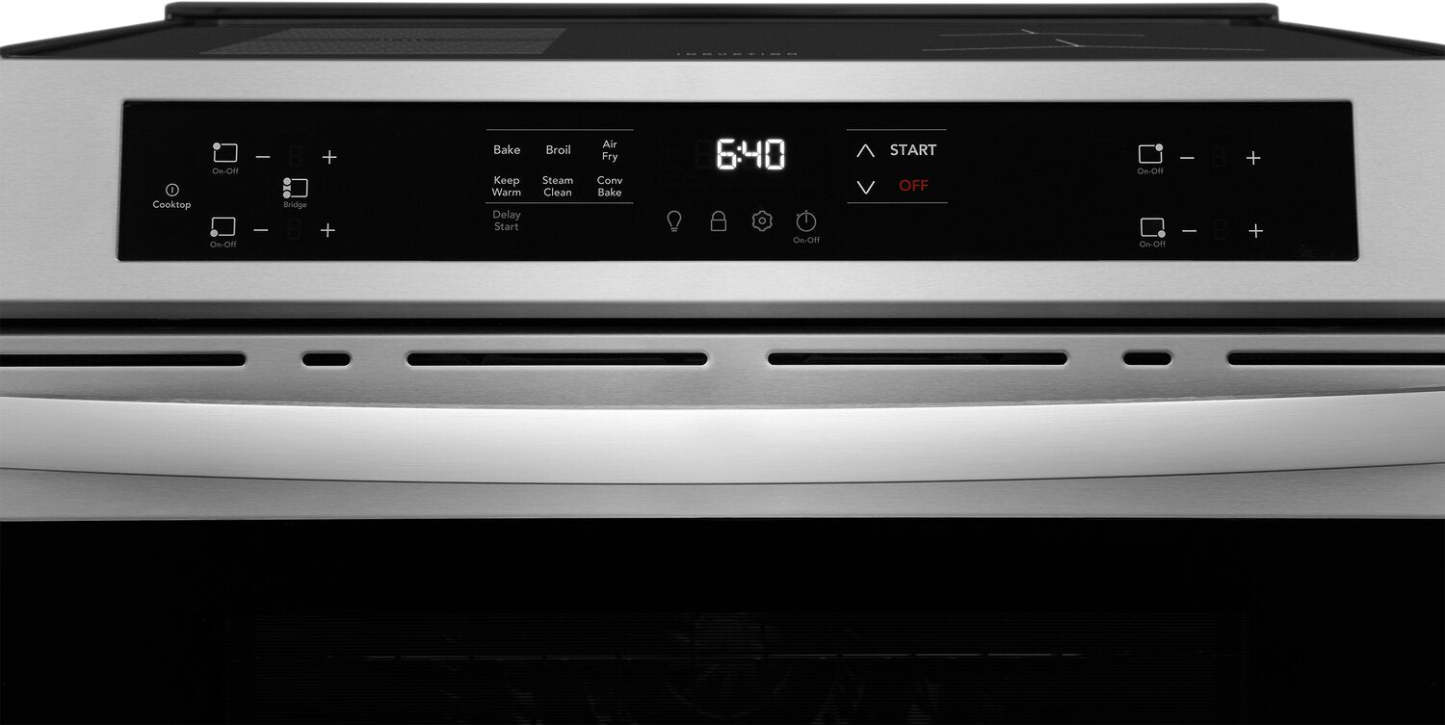 Frigidaire 5,3 pi³ Cuisinière à induction avec commandes à l’avant et friture à air - acier inoxydable - FCFI308CBS