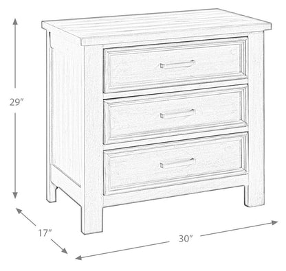 Commode de chevet Levi à 3 tiroirs, 30 L x 30 H, Bois - Gris Dérive | Commode Levi de 30 po (L) x 30 po (H) à 3 tiroirs en bois - gris bois de grève