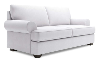 Fabriqué au Canada Canapé Personnalisable Roll 76 Tissu d'apparence lin Taille Condo Canapé avec Accoudoirs Roulés - Blanc Pax Ice | Canapé Roll de Sofa Lab de 76 po de format condo fabriqué au Canada en tissu d'apparence lin-blanc Pax Ice | RO093449