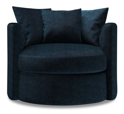 Fabriqué au Canada Sofa Lab Personnalisable Nest 41 Chenille Fabric Rotating Accent Chair - Fauteuil d'appoint pivotant Nest de Sofa Lab de 41 po fabriqué au Canada en tissu de chenille - bleu Luxury Indigo | NID3193