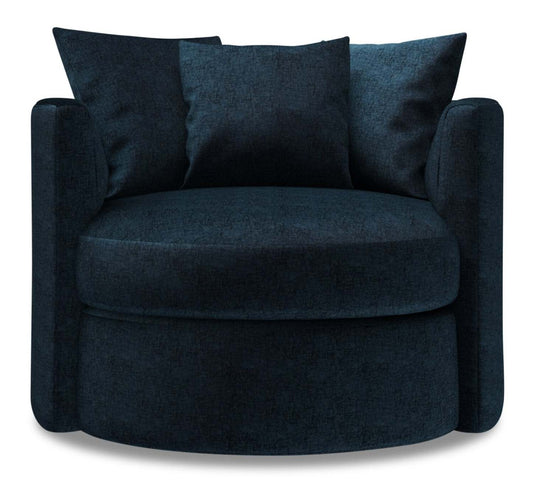 Fabriqué au Canada Sofa Lab Personnalisable Nest 41 Chenille Fabric Rotating Accent Chair - Fauteuil d'appoint pivotant Nest de Sofa Lab de 41 po fabriqué au Canada en tissu de chenille - bleu Luxury Indigo | NID3193
