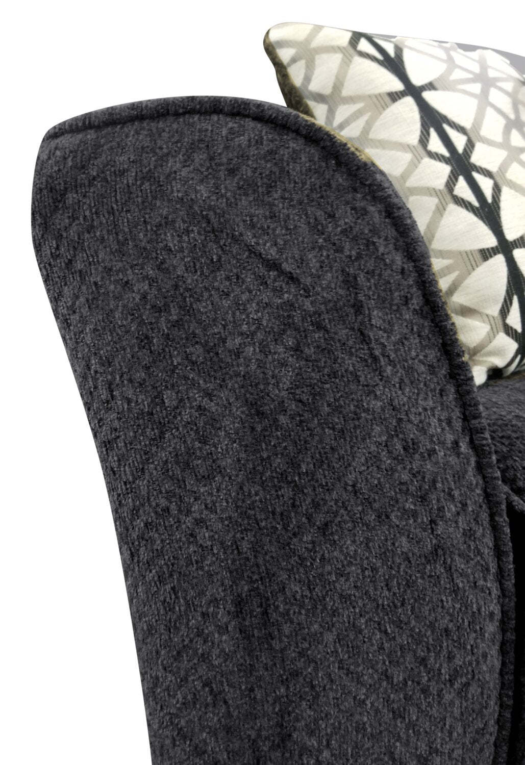 Fauteuil Febe de 49 po fabriqué au Canada en tissu de chenille avec accoudoirs évasés et pattes en bois - gris anthracite