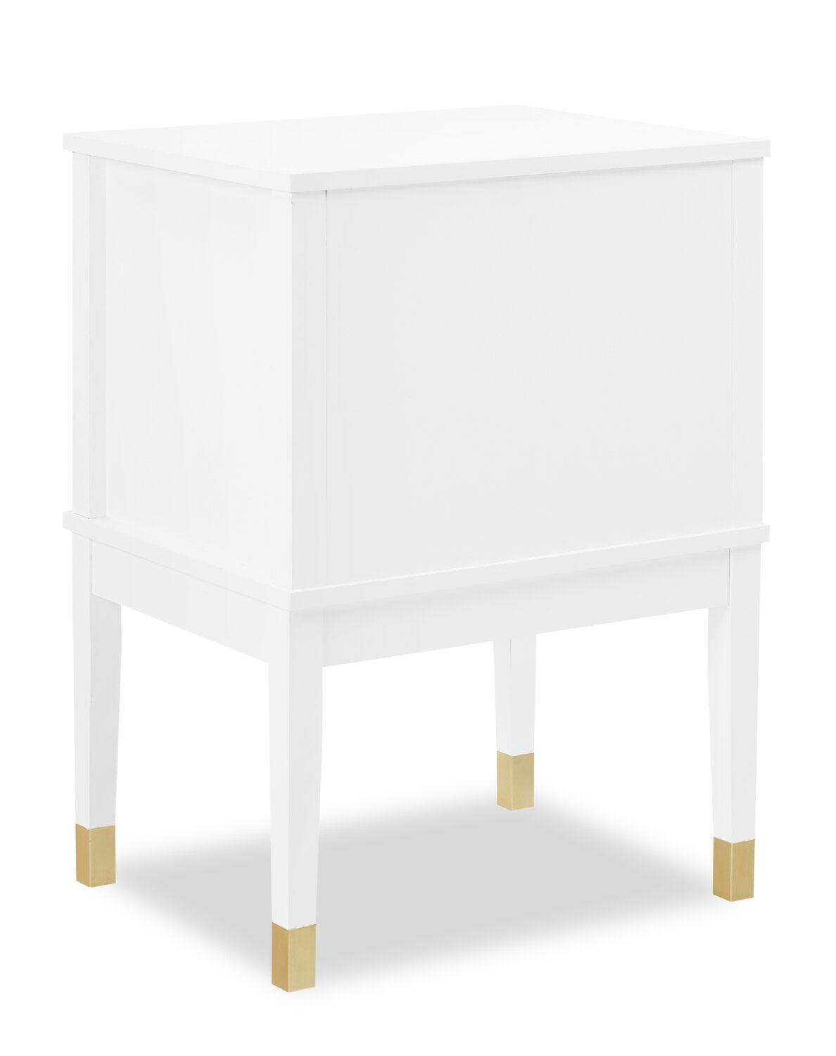 Table de chevet Alia à 2 tiroirs avec accents dorés, 18 L x 25,75 H - Blanc | Table de nuit Alia de 18 po (l) x 25,75 po (H) à 2 tiroirs avec touche dorée - blanche