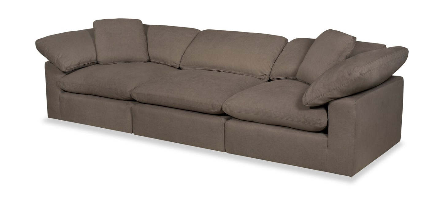 Eclipse Modular 124 Linen-Look Fabric Sofa with Reversible Feather Down Cushions - Slate Brown | Sofa modulaire Eclipse de 124 po en tissu d’apparence lin avec coussins réversibles en duvet et plumes - brun ardoise