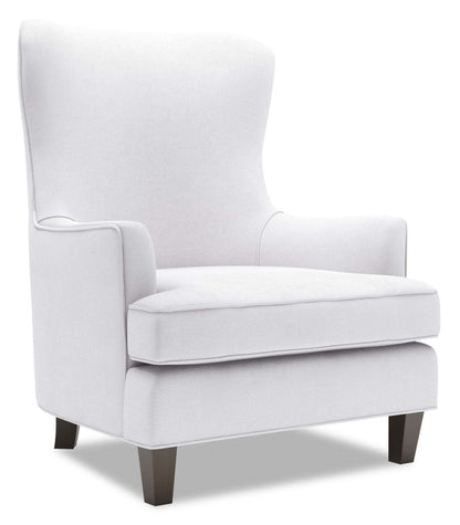 Made in Canada Sofa Lab Fauteuil d’appoint à oreilles personnalisable 32 po en tissu d’apparence lin - blanc Pax Ice | WING3449