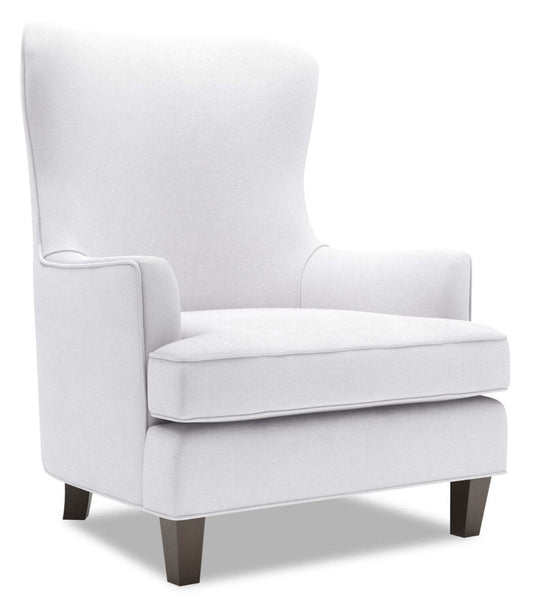 Made in Canada Sofa Lab Fauteuil d’appoint à oreilles personnalisable 32 po en tissu d’apparence lin - blanc Pax Ice | WING3449