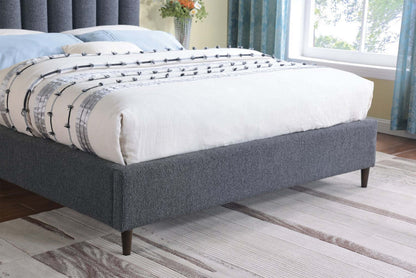 Kort &amp; Co. Lit plateforme rembourré Rain en tissu anthracite, capitonné - Queen Size | Lit plateforme rembourré Rain de Kort &amp; Co. en tissu anthracite capitonné - format grand lit