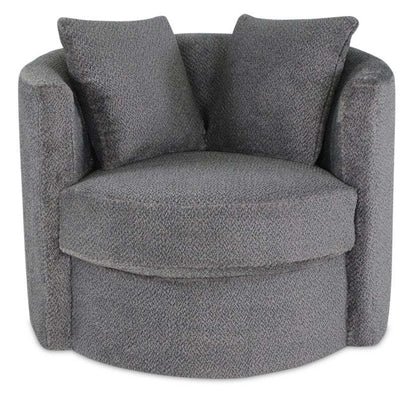 Made in Canada Petite 36 Chenille Fabric Swivel Cuddler Accent Chair - Teddy Nightfall Grey | Fauteuil d’appoint pivotant Cuddler Petite de 36 po fabriqué au Canada en tissu de chenille - gris Teddy Nightfall