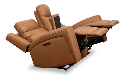 Scott Living Prescott 79 Genuine Leather Power Reclining Loveseat with Power Headrests - Butternut Brown | Causeuse à inclinaison électrique Prescott de Scott Living de 79 po en cuir véritable avec appuie-têtes électriques - brun courge musquée