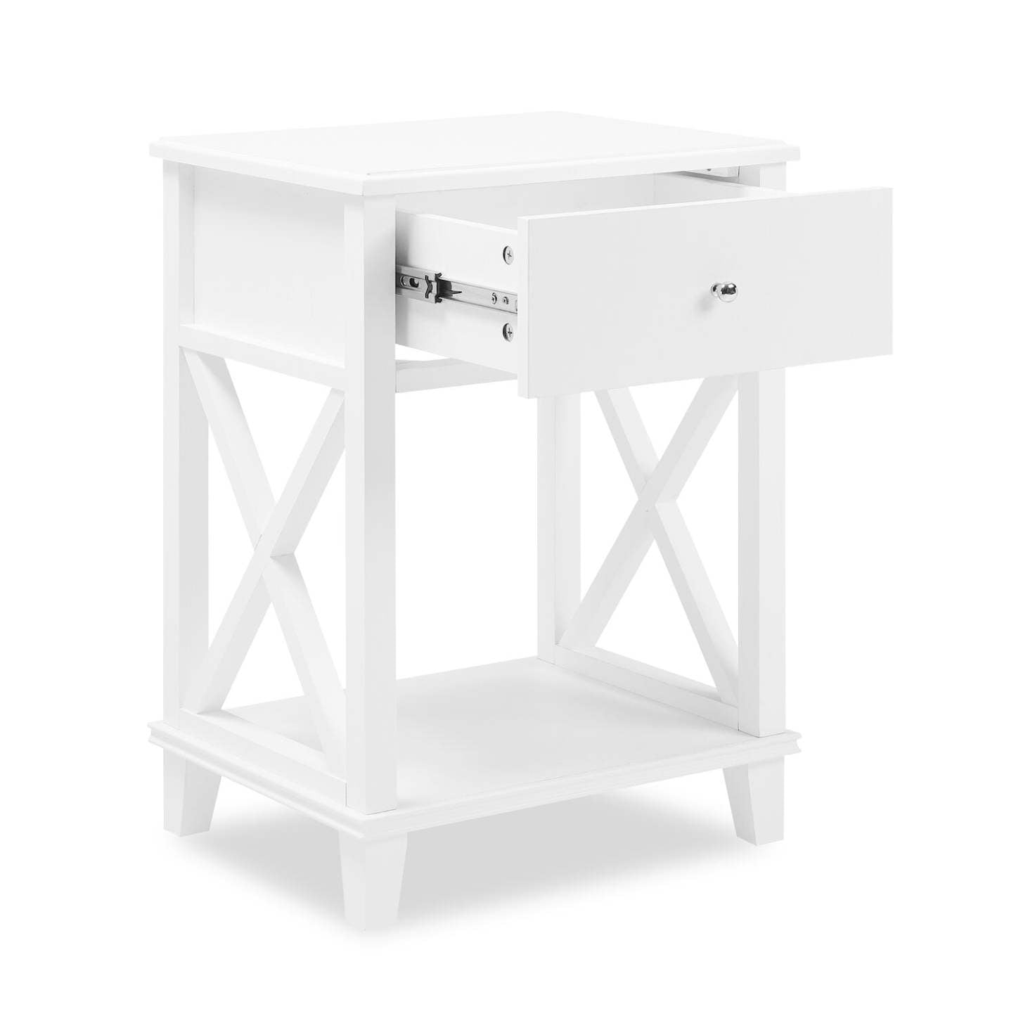 Table de chevet Elle à 1 tiroir, 18 L x 25,75 H - Blanc | Table de nuit Elle de 18 po (l) x 25,75 po (H) à 1 tiroir - blanche